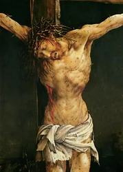 Kristus på korset, detalj från den centrala korsfästelsepanelen i Isenheim-altartavlan, ca 1512-15 (olja på pannå)