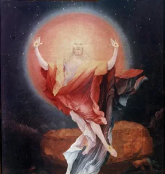 Altartavla av Issenheim (eller Isenheim): Detalj av "" Uppståndelsen"" paneler av Mathis Neithardt Gothardt dit Matthias Grunewald (1480-1528) (ec.all.) 1512-1516 Colmar, Musee Unterlinden