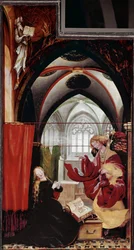 Bebådelsen, Issenheims altartavla (olja på panel