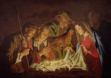 Tillbedjan av herdarna (olja på duk)