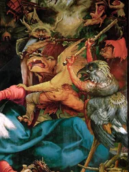 Demoner och monster (målning på lindved)