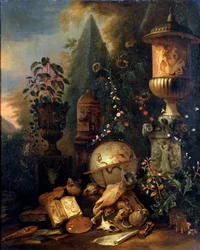 Vanitas. Stilleben med vas, 1600- eller tidigt 1700-tal