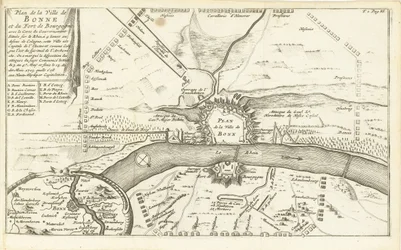 Beleg van Bonn, 1703 Plan över staden Bonne och Fort Bourgogne (...) (titel på objektet)