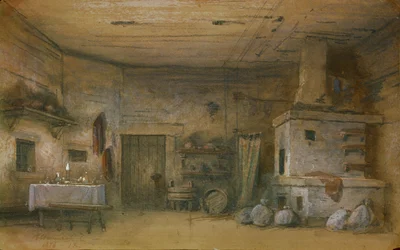Scenografi för operan Vakula the Smith av P. Tchaikovsky, 1876