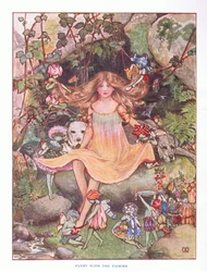 Pensé med älvorna, illustration från Lady Anns Fairy Tales, 1914