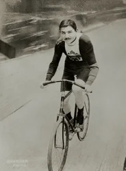 Porträtt av den tyske cyklisten Thaddeus Robl ( 1877