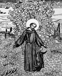 St Francis av Assisi (1181-1226), graverad av Jacques Beltrand efter teckning av Maurice Denis