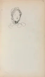 Italiensk skissbok: Head of a Girl sida 176, 1898-1899.