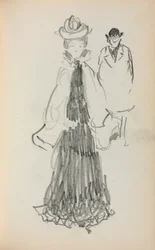 Italiensk skissbok: Stående kvinna och man sida 125, 1898-1899.