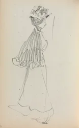Italiensk skissbok: Stående kvinna på profilsida 130, 1898-1899.