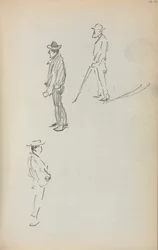 Italiensk skissbok: Tre stående män sida 44, 1898-1899.