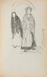 Italiensk skissbok: Två stående kvinnor sida 123, 1898-1899.