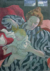 En mor tvättar sitt barn, 1895