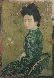 Eva Meurier i en grön klänning, 1891