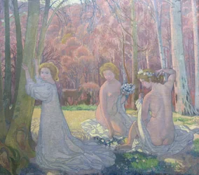 "Figurer i ett vårlandskap helig lund", 1897