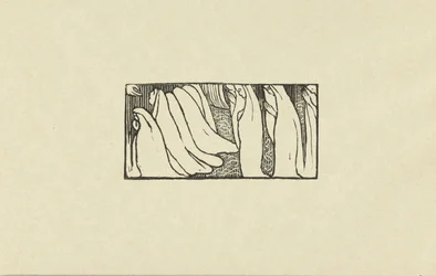 Illustration vid gedicht ut paketet Sagesse van Paul Verlaine Prov av graverat trä för visdom The Trial (serietitel)