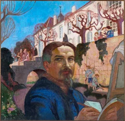 Maurice Denis, självporträtt framför prästgården (olja på duk)