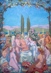 The Story of Psyche, panel V. Jupiter skänker odödlighet åt Psyche och firar hennes äktenskap med Eros