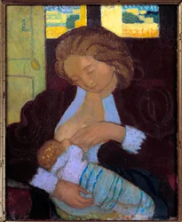 Ung kvinna som ammar 1900-talet