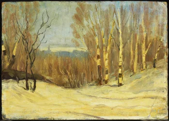 Vinter nära Montreal, omkring 1896 (olja på kartong)