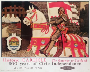 British Rail-affisch med reklam "Historic Carlisle, Gateway to Scotland", 1924
