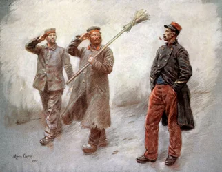I tyska fångar läger i Dinan (Bretagne, Frankrike) teckning av Maurice Orange