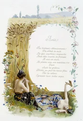 Augusti ""Månadens sång"" av Jérôme Doucet, illustration - Maurice Leloir, red. Reims 1904. L. Michaud