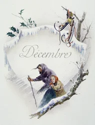 December "" Månadens sång"" av Jérôme Doucet, illustration - Maurice Leloir, red. Reims 1904. L. Michaud