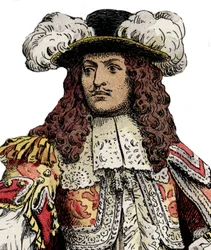 Franske kungen Ludvig XIV - Kromotypografi i "" Le Roy Soleil"" (Louis XIV) av Gustave Toutwelve, Illustration av Maurice Leloir (1853-1940)