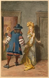 Moliere , Armande och Madeleine Bejart (illustration)