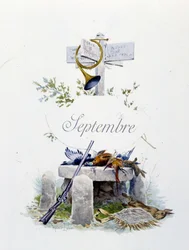September "Månadens sång" av Jérôme Doucet, illustration - Maurice Leloir, red. Reims 1904. L. Michaud