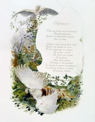 September ""Månadens sång"" av Jérôme Doucet, illustration - Maurice Leloir, red. Reims 1904. L. Michaud