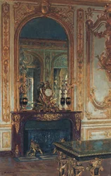 Interiörvy av Versailles (olja på duk)