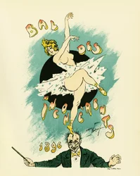 Affisch för bollen av osammanhängande, bal organiserad mellan 1885 och 1896 i Paris som en del av den konstnärliga rörelsen som lanserades av Jules Levy 1882, de osammanhängande konsterna, Illustration en lithographie av Maurice Neumont (1868-1930), som vi