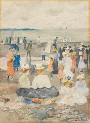 På stranden
