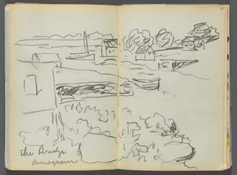 Skissbok - The Granite Shore Hotel, Rockport, sid 092  93: "The Bridge , Annisquam"