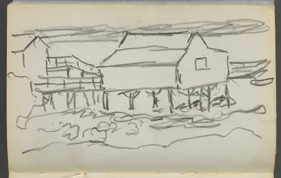 Skissbok, The Dells, nr 127, sidan 014: Hus på en brygga
