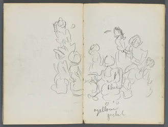 Skissbok, The Dells, nr 127, sidan 074  75: Figurer med färganteckningar