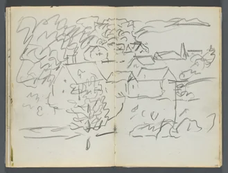 Skissbok, The Dells, nr 127, sidan 108  109: Landskap med hus