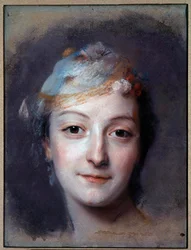 Porträtt av Mademoiselle Marie Fel (1713-1794) Pastellmålning av Maurice Quentin Delatour dit Quentin De La Tour eller Quentin De Latour (1704-1788) 1757 Sön. 0,32x0,24 m Saint Quentin, Lecuyer Museum