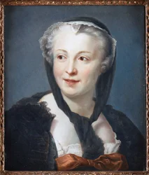 Porträtt av romanförfattaren Francoise de Graffigny (1695-1758) par La Tour, Maurice Quentin de (1704-1788). Pastell på duk, storlek: 46,5x38, , Privat samling