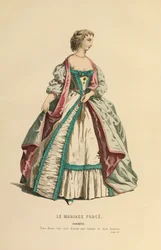 Kostym för rollen som Dorimene, ca 1868 (gravyr)