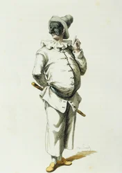 Pulcinella år 1700, av Maurice Sand (1823-1889)