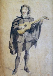 Scaramouche, illustration av Maurice Sand (1823-1889), gravyr från Commedia dell