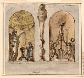 Teckning, målad väggdekoration, 1800-1830