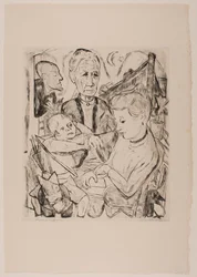 Family Scene (Beckmann Family), tallrik 2 från portföljen "Faces"