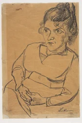 Fridel Battenberg, halvfigur, sittande