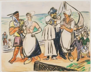 Holländska fiskare på stranden