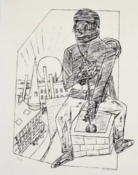 Skorstensfejaren, av Max Beckmann (1884-1950), litografi. Tyskland, 1900-talet.