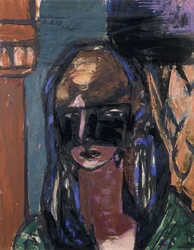 kvinna med mask; kvinna med mask